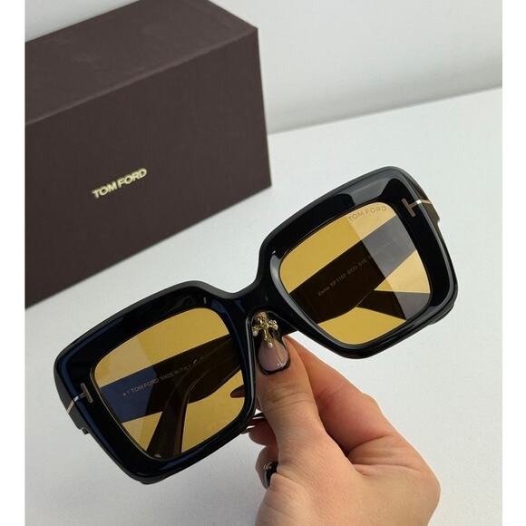 NEW Tom Ford FT1157 Esme Sunglasses in Black Yellow Square